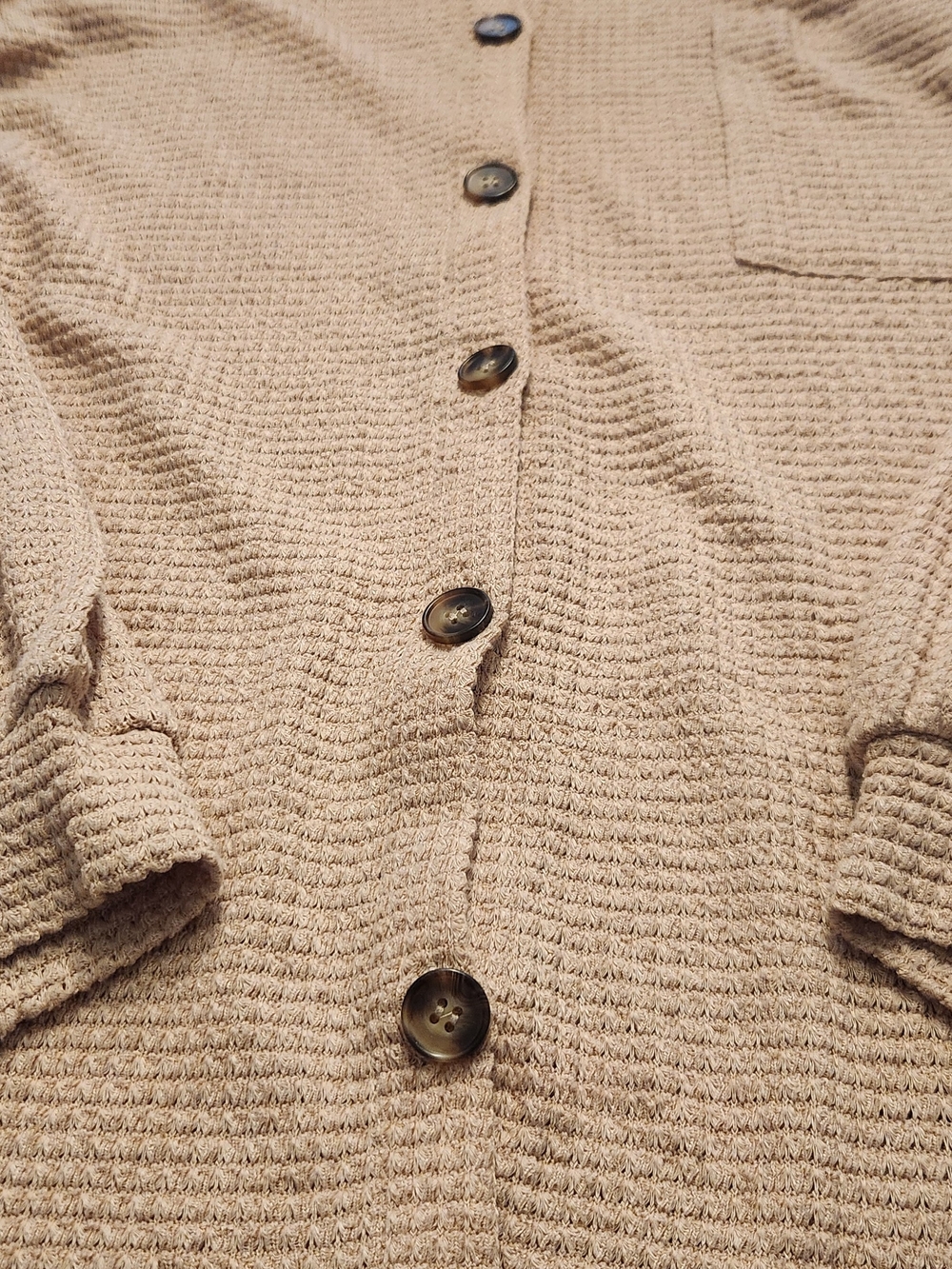 Women’s Beige Knit Button-Front Sweater